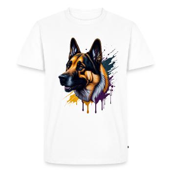 German Shepherd German Shepherd SplashArt - Men's Premium Organic T-Shirt - white - Front - Nico (187cm)