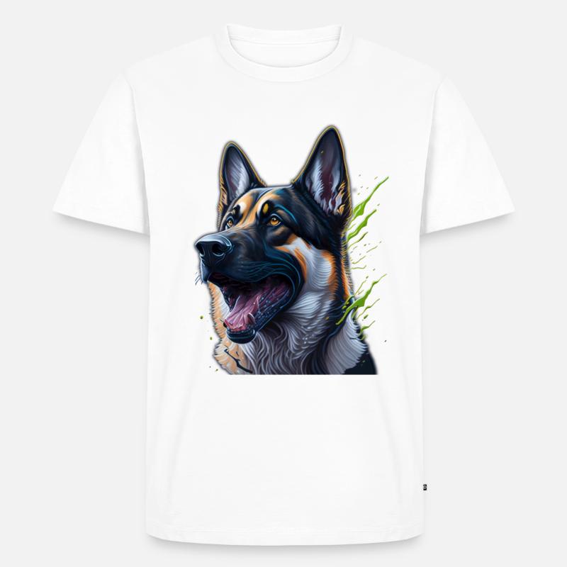 Schäferhund Kopf Splashart - Männer Premium Bio T-Shirt - Weiß