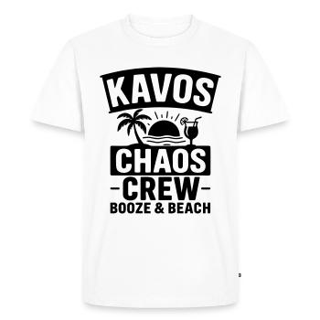 Kavos Chaos Crew – Booze & Beach - Men's Premium Organic T-Shirt - white - Front - Nico (187cm)