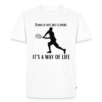 Le tennis n’est pas qu’un sport - T-shirt Premium bio Homme - blanc - Devant - Nico (187cm)