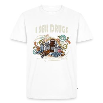 I sell drugs (with a valid prescription) - Men's Premium Organic T-Shirt - white - Front - Nico (187cm)