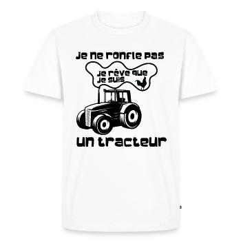 funny agriculture, je rêve que je suis un tracteur - T-shirt Premium bio Homme - blanc - Devant - Nico (187cm)