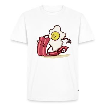 disque monte Egg Bacon - T-shirt Premium bio Homme - blanc - Devant - Nico (187cm)