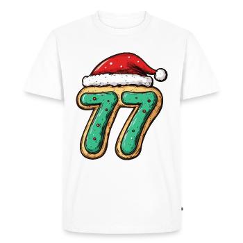 77 Numéro Noël - T-shirt Premium bio Homme - blanc - Devant - Nico (187cm)