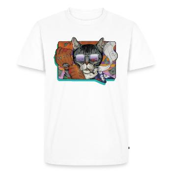 Crime Cat in Shades - Men's Premium Organic T-Shirt - white - Front - Nico (187cm)