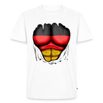 German Flag Ripped Muscles six pack chest t-shirt - Men's Premium Organic T-Shirt - white - Front - Nico (187cm)