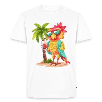 Perroquet d’été plage bande dessinée - T-shirt Premium bio Homme - blanc - Devant - Nico (187cm)
