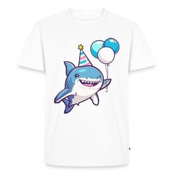 Bande dessinée d’anniversaire de requin - T-shirt Premium bio Homme - blanc - Devant - Nico (187cm)