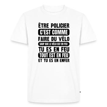 être policier - T-shirt Premium bio Homme - blanc - Devant - Nico (187cm)