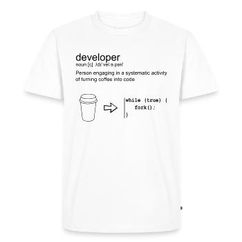 Developer & coffee - T-shirt Premium bio Homme - blanc - Devant - Nico (187cm)