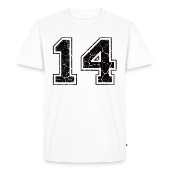 Figure 14 in the used look - Men's Premium Organic T-Shirt - white - Front - Nico (187cm)