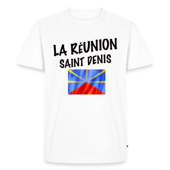 La Réunion Saint Denis Drapeau Fierté - T-shirt Premium bio Homme - blanc - Devant - Nico (187cm)