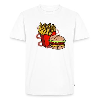 Frites et burger - T-shirt Premium bio Homme - blanc - Devant - Nico (187cm)