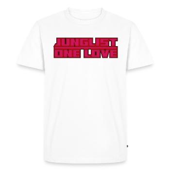 Junglist One Love Drum and Bass DNB Dark Pink Mix - T-shirt Premium bio Homme - blanc - Devant - Nico (187cm)