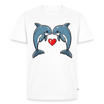 Dolphin Couple Valentine's Day - Men's Premium Organic T-Shirt - white - Front - Nico (187cm)