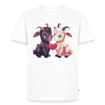Coeur de Chèvre Saint-Valentin - T-shirt Premium bio Homme - blanc - Devant - Nico (187cm)