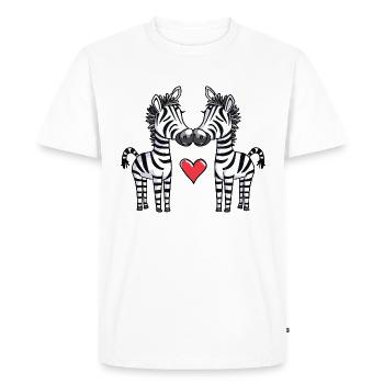 Couple de zèbres Coeur - T-shirt Premium bio Homme - blanc - Devant - Nico (187cm)