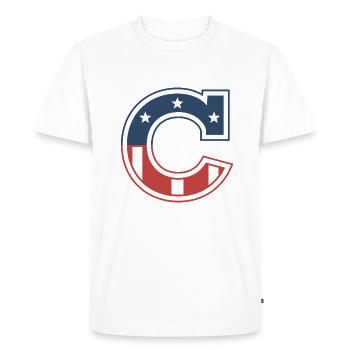 Letter C USA - Men's Premium Organic T-Shirt - white - Front - Nico (187cm)
