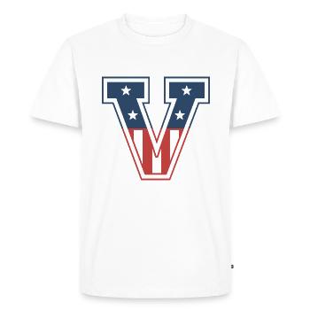 Letter V USA - Men's Premium Organic T-Shirt - white - Front - Nico (187cm)