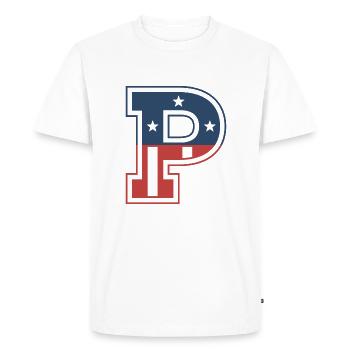 Letter P USA - Men's Premium Organic T-Shirt - white - Front - Nico (187cm)