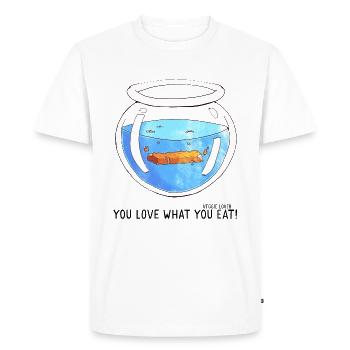 Veggielover - Yout Love What You Eat - Men's Premium Organic T-Shirt - white - Front - Nico (187cm)