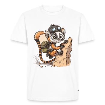 Lemur Climb - Men's Premium Organic T-Shirt - white - Front - Nico (187cm)