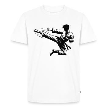 Sprungkick Roundhouse-Kick, Dollyo Chagi Design - T-shirt Premium bio Homme - blanc - Devant - Nico (187cm)