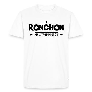 Ronchon mais trop mignon - Cadeau humour - T-shirt Premium bio Homme - blanc - Devant - Nico (187cm)