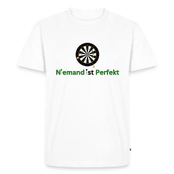 Perfect Imperfect - Dart - Saying - ApriNoeScor - Men's Premium Organic T-Shirt - white - Front - Nico (187cm)