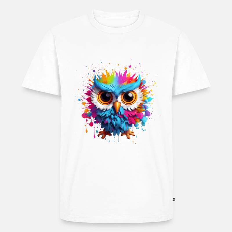 BUNTE EULE - Männer Premium Bio T-Shirt - Weiß