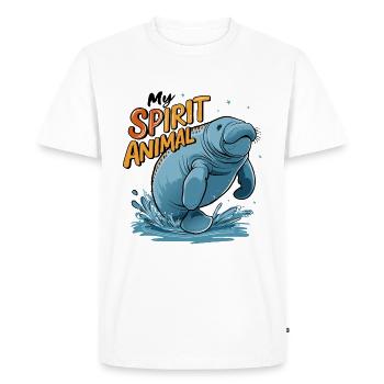 Dugong Mon Animal Spirituel J’Adore Lamantins - T-shirt Premium bio Homme - blanc - Devant - Nico (187cm)