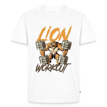 Löwe workout gym haltères - T-shirt Premium bio Homme - blanc - Devant - Nico (187cm)