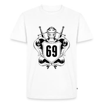 69 Nombre d’armoiries - T-shirt Premium bio Homme - blanc - Devant - Nico (187cm)