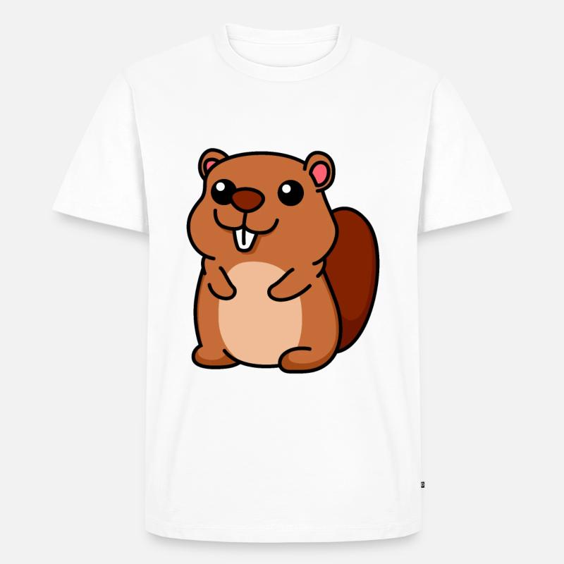 Biber Comic Tier - Männer Premium Bio T-Shirt - Weiß