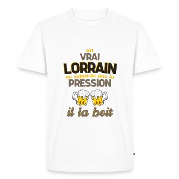 Cadeau Humour Homme Lorrain Biere Pression - T-shirt Premium bio Homme - blanc - Devant - Nico (187cm)