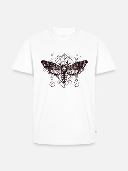 Moth Skull Schaedel Insect Tattoo Butterfly B - Ekologisk premium-T-shirt herr - vit