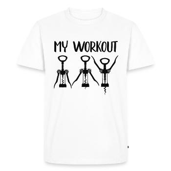 My Workout Fitness Wine Yoga Women Sport Funny - T-shirt Premium bio Homme - blanc - Devant - Nico (187cm)
