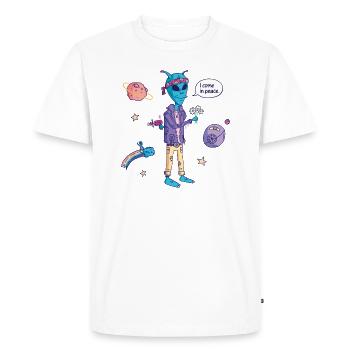 I Come In Alien Hippie Peace - Men's Premium Organic T-Shirt - white - Front - Nico (187cm)
