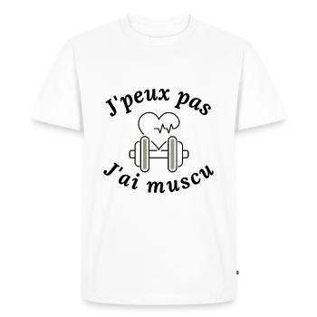 J'peux pas j'ai muscu - T-shirt Premium bio Homme - blanc - Devant - Nico (187cm)