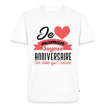 Joyeux anniversaire maman - T-shirt Premium bio Homme - blanc - Devant - Nico (187cm)