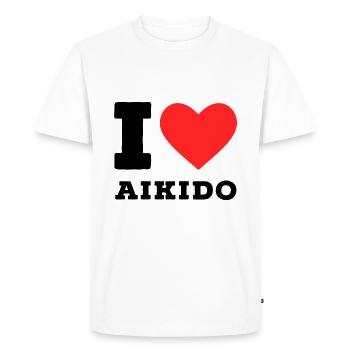 J’adore l’aïkido - T-shirt Premium bio Homme - blanc - Devant - Nico (187cm)