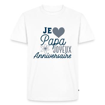 Joyeux anniversaire papa - T-shirt Premium bio Homme - blanc - Devant - Nico (187cm)