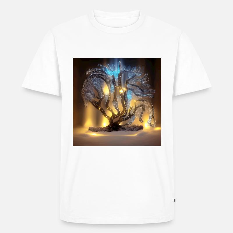 Alter Baum mit Lichtern - Männer Premium Bio T-Shirt - Weiß