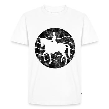 Dressage Cavalier de dressage Cheval d’équitation - T-shirt Premium bio Homme - blanc - Devant - Nico (187cm)