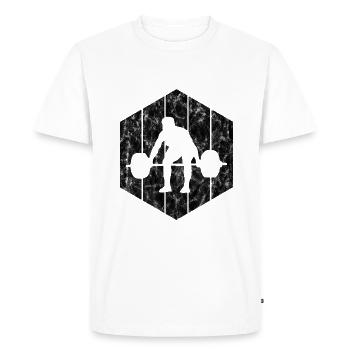 Bodybuilding Bodybuilder GYM Fitnessstudio Retro - Men's Premium Organic T-Shirt - white - Front - Nico (187cm)