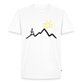 Stickman hiking on the mountains & sunshine - T-shirt Premium bio Homme - blanc - Devant - Nico (187cm)