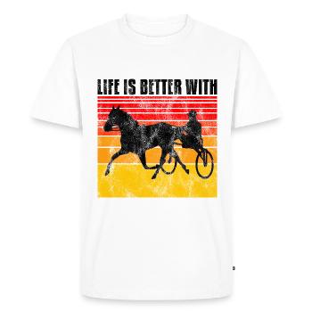 Life is better with Harness Racing Trotting Trot - Men's Premium Organic T-Shirt - white - Front - Nico (187cm)