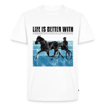 Life is better with Harness Racing Trotting Trot - Men's Premium Organic T-Shirt - white - Front - Nico (187cm)