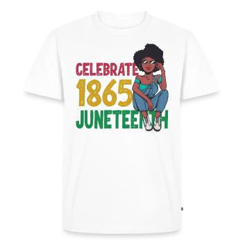 Juneteenth - Men's Premium Organic T-Shirt - white - Front - Nico (187cm)