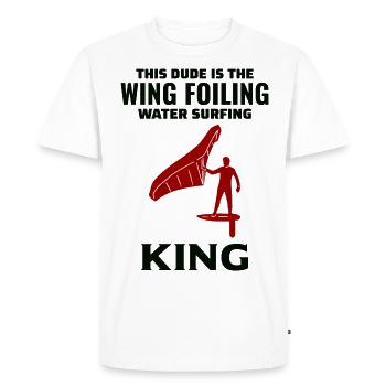 Wing Foiling Hydrofoil Surfing Surf Water Sport - Men's Premium Organic T-Shirt - white - Front - Nico (187cm)